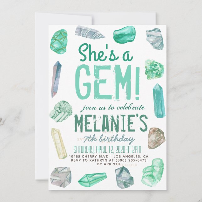 Convites Ela é um aniversário de Gem Geology Rock (Frente)