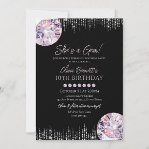 Convites Ela é uma Joia aniversário glamoroso com joia bril