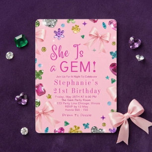 Convites Ela É Uma Joia Festa de Aniversário de 21 Anos Mod