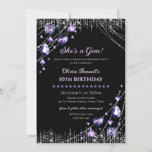Convites Ela é uma Joia jóia brilhante glam aniversário