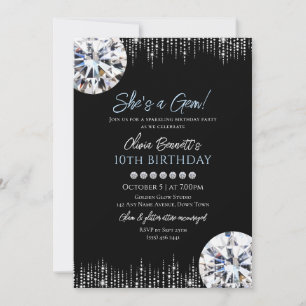 Convites Ela é uma Joia jóia brilhante glam aniversário