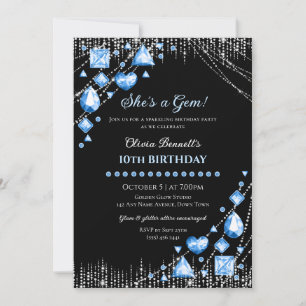 Convites Ela é uma Joia jóia brilhante glam aniversário