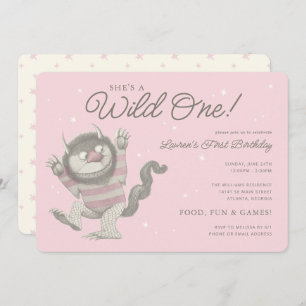 Convites Ela é uma selvagem Primeiro Aniversário Rosa