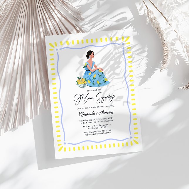 Convites Ela Encontrou Seu Amor no Chuveiro de Noiva de Lim (She Found Her Main Squeeze Lemon Bridal Shower Invitation)