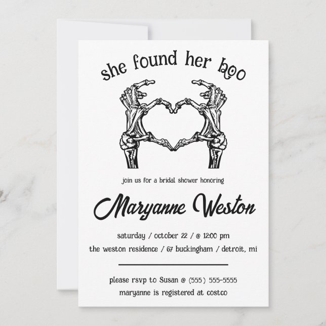 Convites Ela Encontrou Seu Boo! Halloween Themed Chá de pan (Frente)