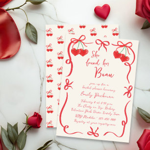 Convites Ela encontrou seu Chá de Bebê Bows e Cherries Brid