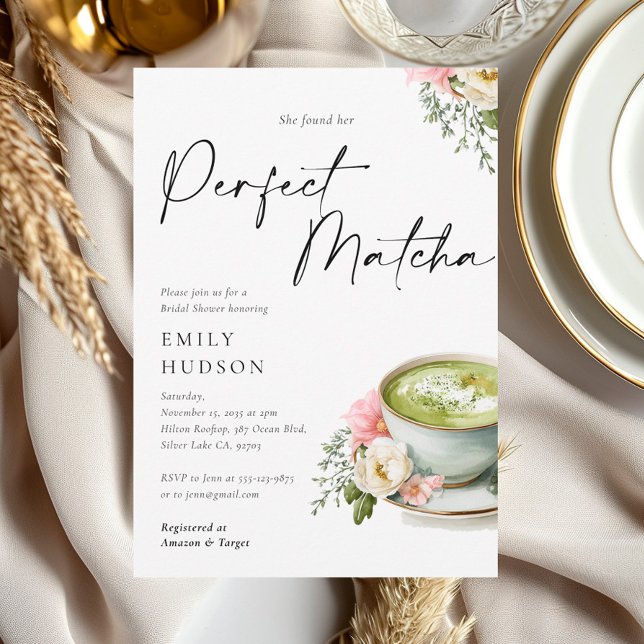 Convites Ela Encontrou Seu Chá de Noiva de Matcha Perfeito (Criador carregado)