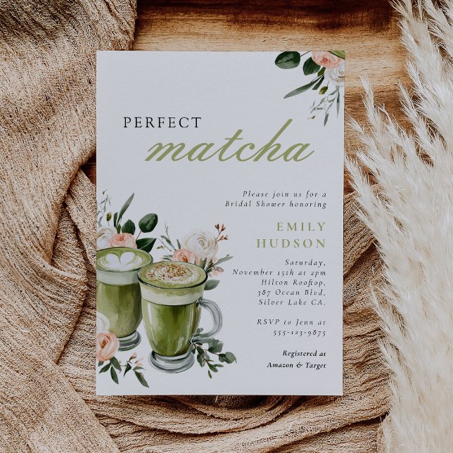 Convites Ela Encontrou Seu Chá de Noiva de Matcha Perfeito (Criador carregado)