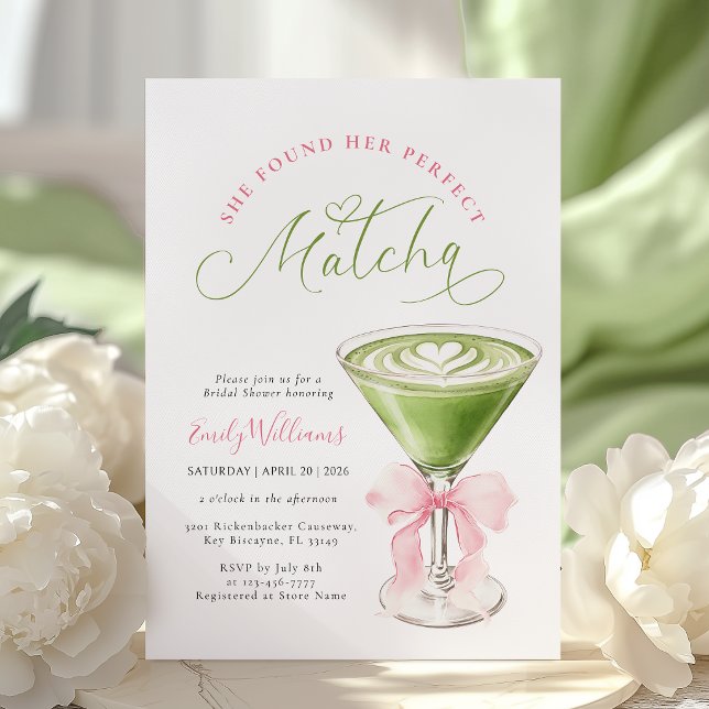 Convites Ela Encontrou Seu Chá de Noiva Matcha Perfeito (Criador carregado)