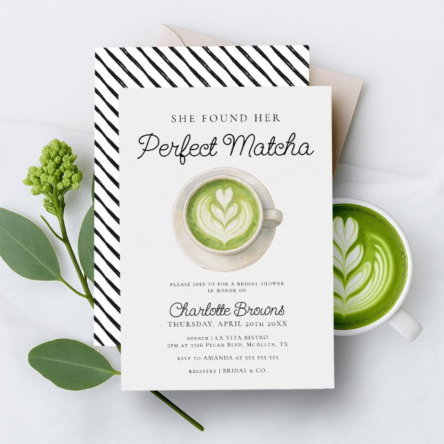 Convites Ela Encontrou Seu Chá de Noiva Perfeito de Matcha (Criador carregado)