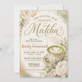 Convites Ela Encontrou Seu Chá de Noiva Temático de Matcha 