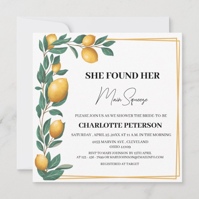 Convites Ela Encontrou Seu Chá de panela De Apertar Princip (Frente)