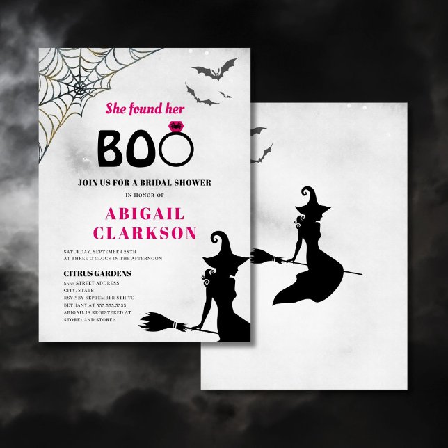 Convites Ela Encontrou Seu Chá de panela De Boo Halloween (Criador carregado)
