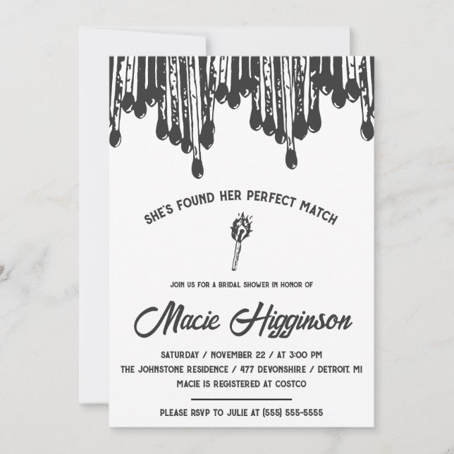 Convites Ela encontrou seu Chá de panela de Correspondência (Frente)