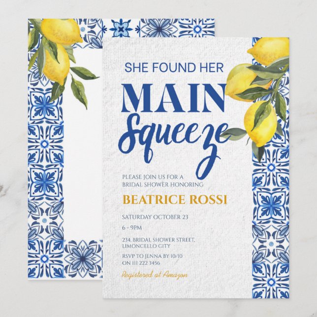 Convites Ela Encontrou Seu Chá de panela De Limão De Aperte (Frente/Verso)