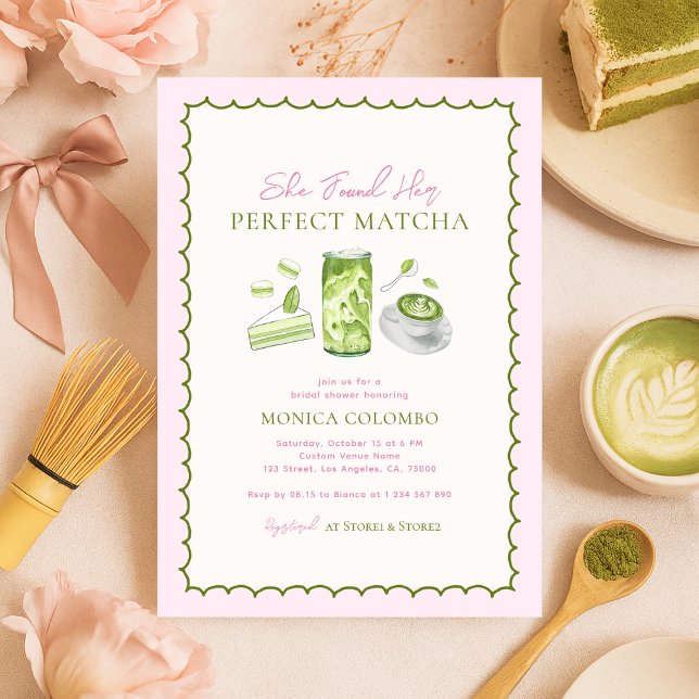 Convites Ela Encontrou Seu Chá de panela De Tema Da Matcha  (Criador carregado)