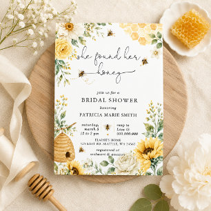 Convites Ela Encontrou Seu Chuveiro de Noiva Floral Abelha