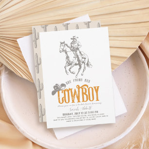 Convites Ela Encontrou Seu Cowboy Chuveiro de Noiva Laranja