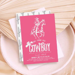 Convites Ela Encontrou Seu Cowboy Chuveiro de Noiva Rosa