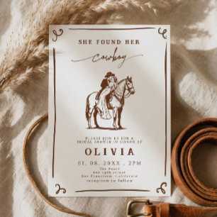 Convites Ela Encontrou Seu Cowboy Western Listrado Chá de N