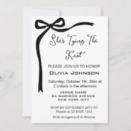 Convites Ela está amarrando o Arco preto Chá de panela