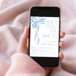 Convites Ela está amarrando o chuveiro de noz azul