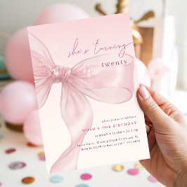 Convites Ela Está Fazendo Vinte Aniversário Laço Rosado