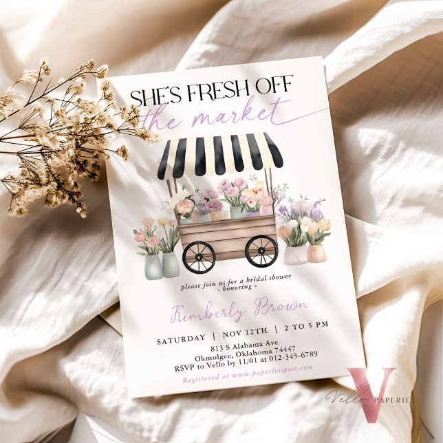 Convites Ela está fresca do mercado Chá de panela roxo (Criador carregado)