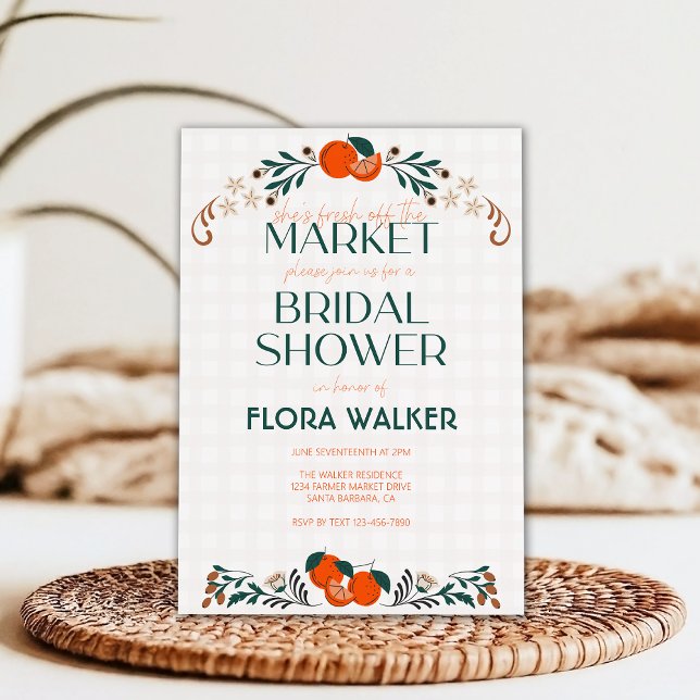 Convites Ela está fresca do mercado de Chá de panela de lar (Criador carregado)