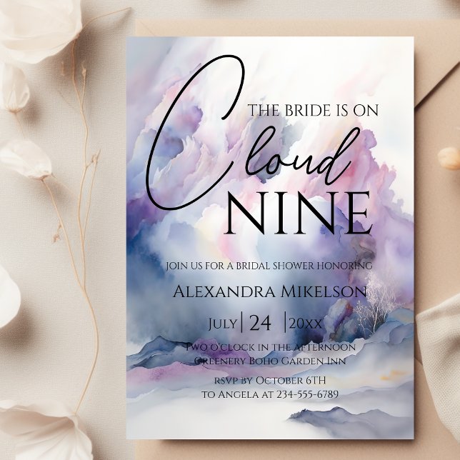 Convites Ela está na nuvem 9 Elegante Sonho de Chá de panel (Criador carregado)