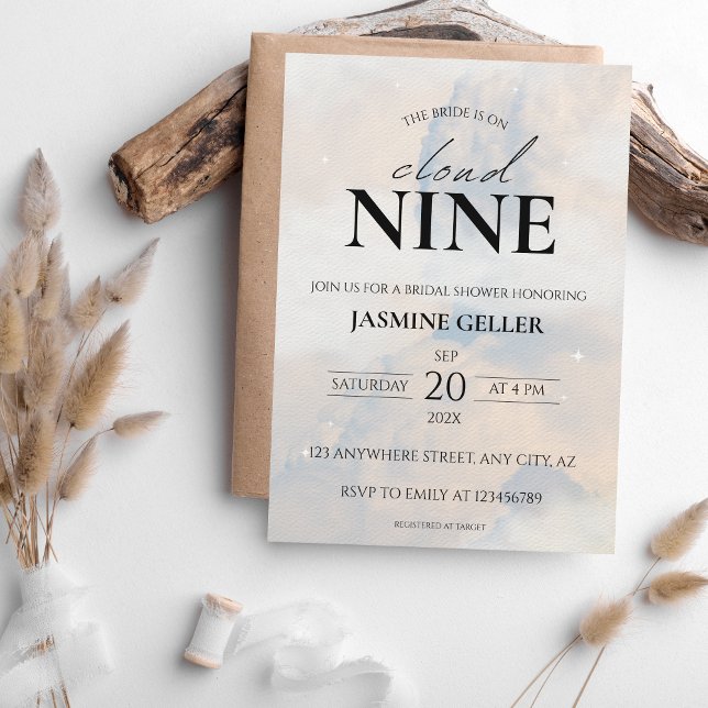 Convites Ela está na nuvem 9 Elegante Sonho de Chá de panel (Criador carregado)