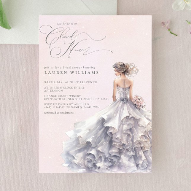 Convites Ela está no Chá de panela Cloud Nine Dreamy Pastel (Join us on Cloud Nine for her dreamy bridal shower!)