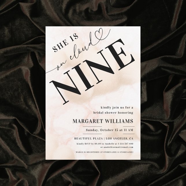 Convites Ela está no Chá de panela Cloud Nine Heart Script (Criador carregado)