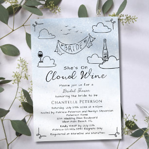 Convites Ela Está no Vinho Cloud Funky Scribble Chá de Bebê