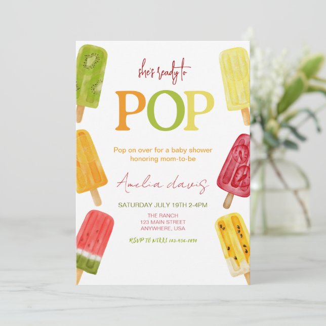 Convites Ela está pronta para Chá de fraldas Sorvete (Em pé/Frente)