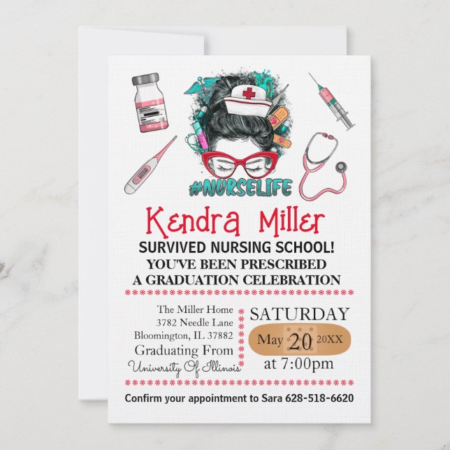 Convites Ela está pronta para chamar os sapatos de enfermag (Frente)