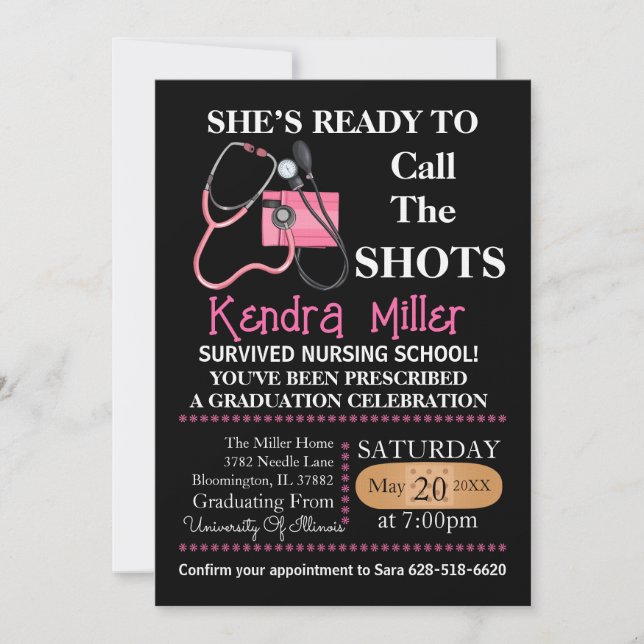 Convites Ela está pronta para chamar os sapatos de enfermag (Frente)