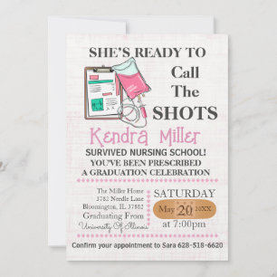 Convites Ela está pronta para chamar os "Shots Nursing Grad