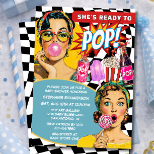 Convites Ela Está Pronta Para Nascer Arte Retro de Soda Men