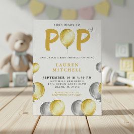 Convites Ela está pronta para Pop Balões Dourados Chá de fr