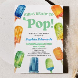 Convites Ela está pronta para Pop Chá de fraldas de picolé 