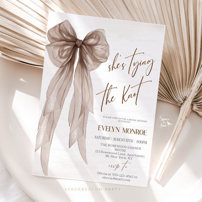 Convites Ela está se casando Chá de noiva  (She's tying the knot,Bridal shower,invitation bow,Editable invite,Bachelorette invite,Party Invite b)
