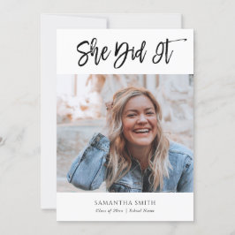 Convites Ela Fez A Graduação De Fotos De Caligrafia Moderna