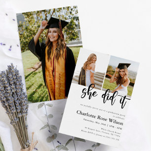 Convites Ela Fez A Moderna Graduação Elegante De Fotos