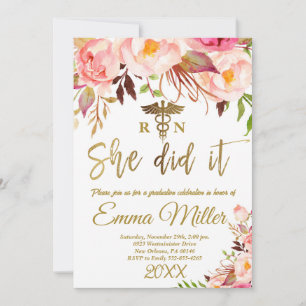 Convites Ela Fez - Enfermando Festa de formatura Dourada na