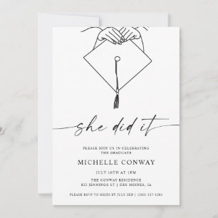 Convites Ela fez o chapéu e a Festa de formatura do Tassel