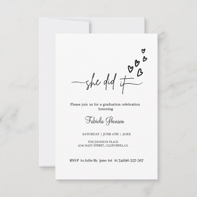 Convites Ela fez uma simples celebração de gratidão honrand (Frente)