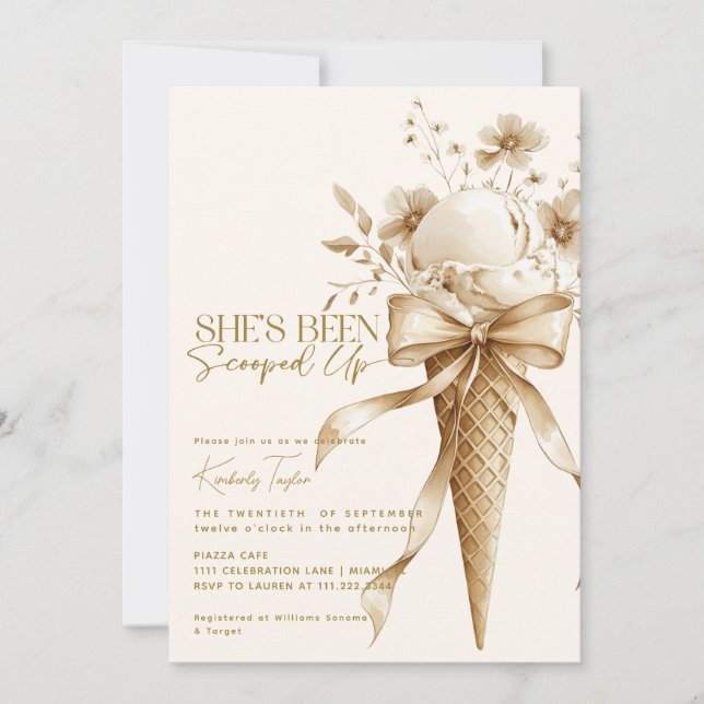 Convites Ela Foi Levada Sorvete Chá de Noiva (Frente)