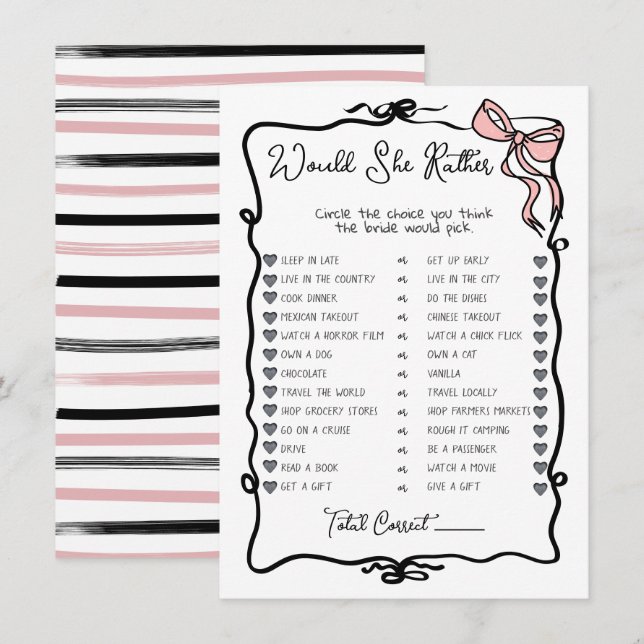 Convites Ela iria Preferencialmente o jogo de Chá de panela (Frente/Verso)