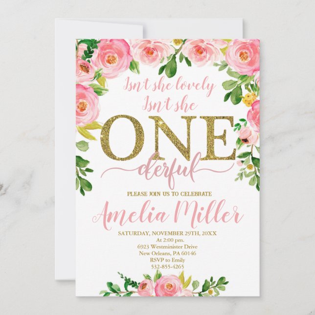 Convites Ela não é adorável Aniversário, Meninas Primeiro A (Frente)